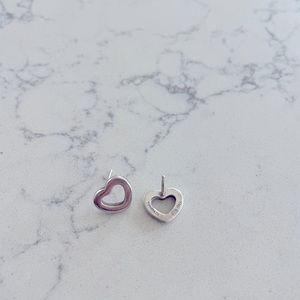 Tiffany & Co Open Heart Stud Earrings Sterling Silver